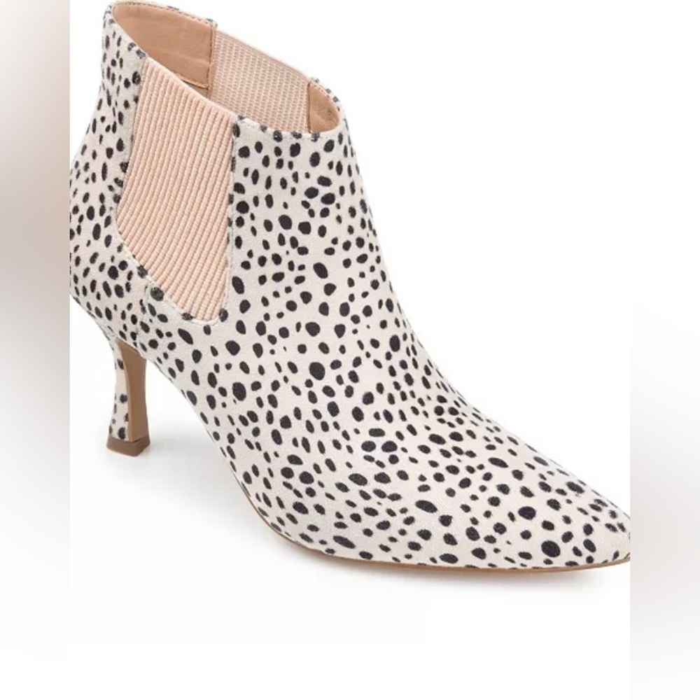 Journee Collection Black and White Ankle Booties with Sleek Design